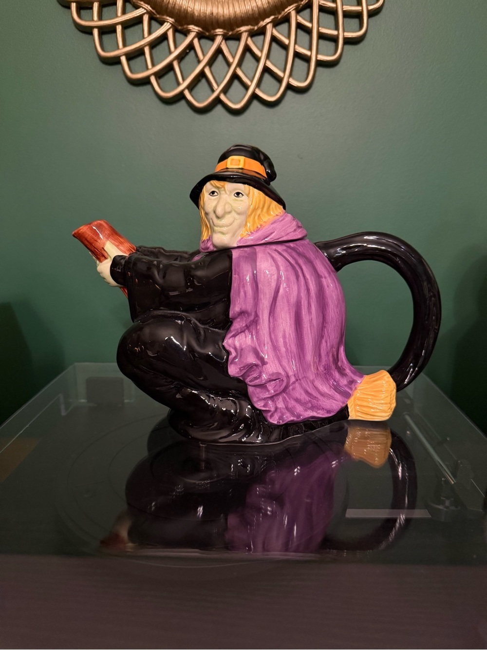 Vintage Purple Witch Teapot - Decorative Home Art